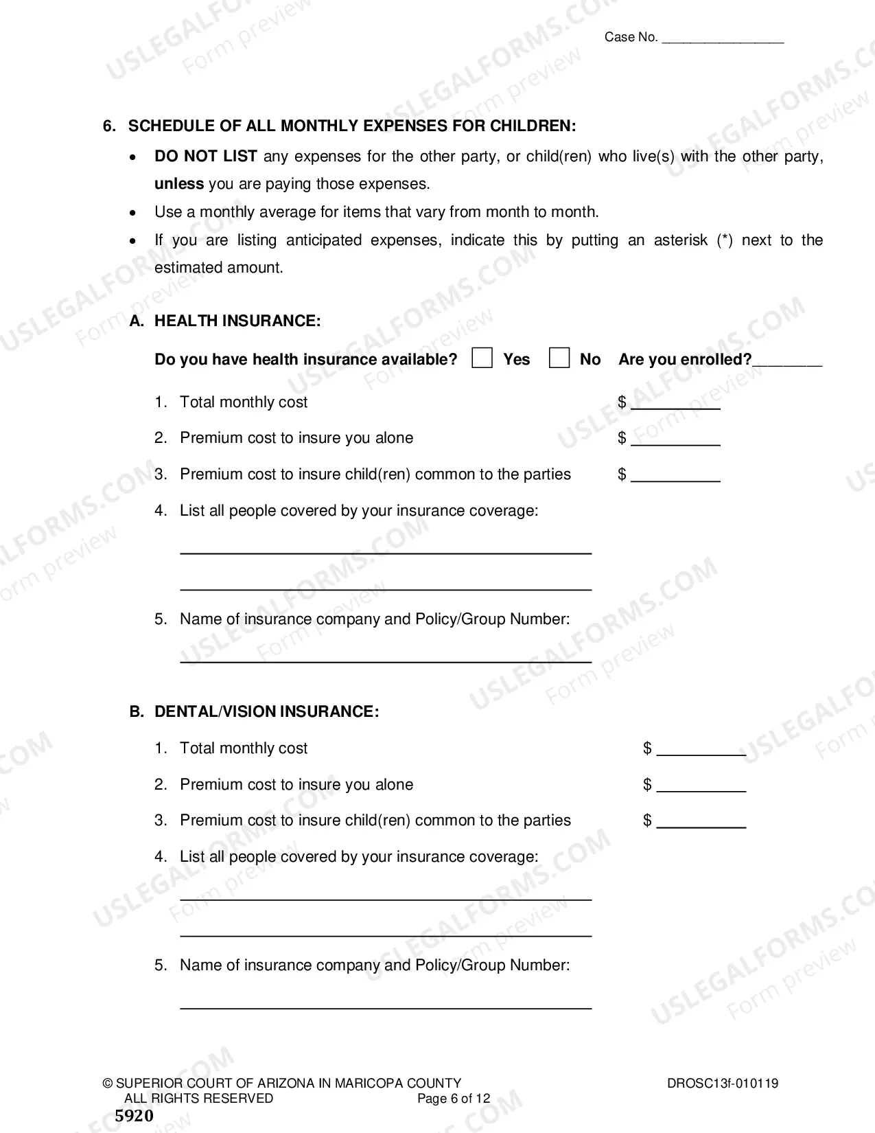 Preview Affidavit Of Financial Information