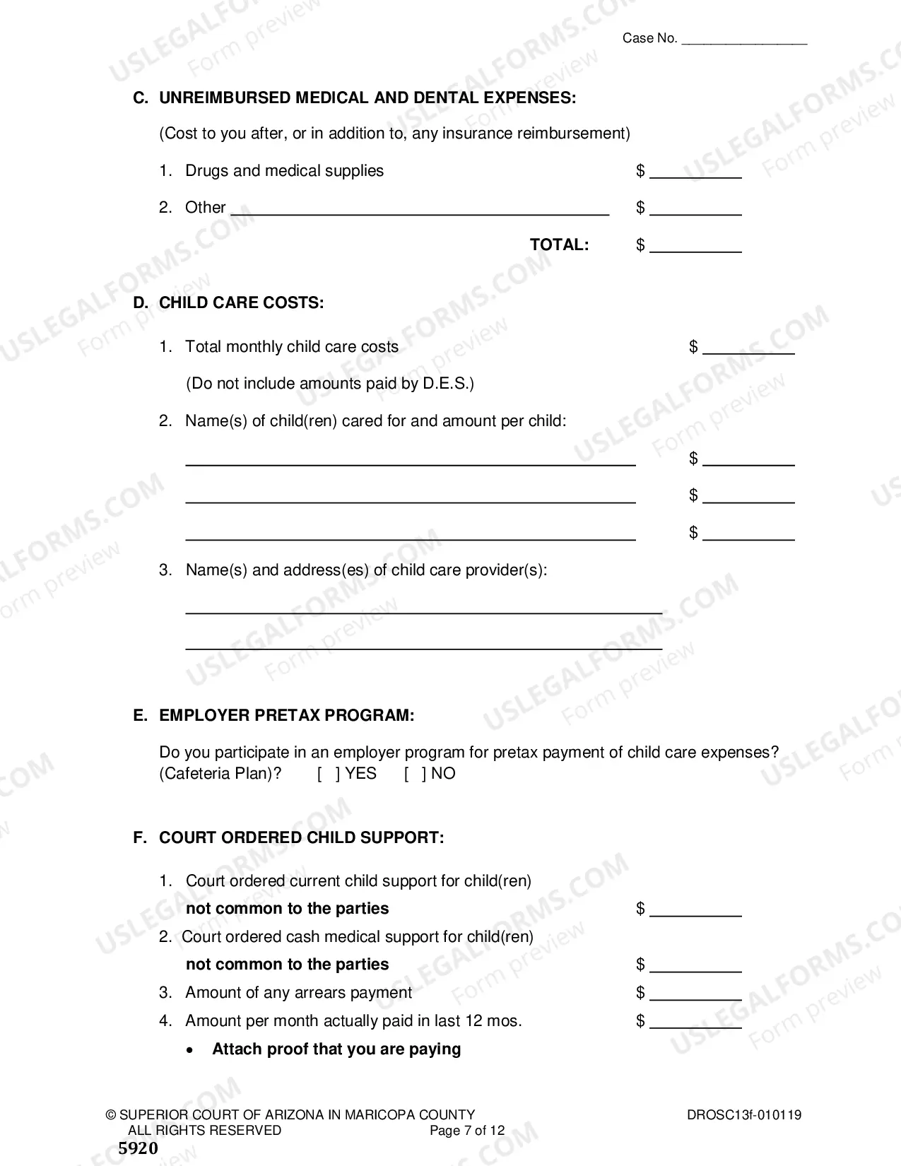 Preview Affidavit Of Financial Information
