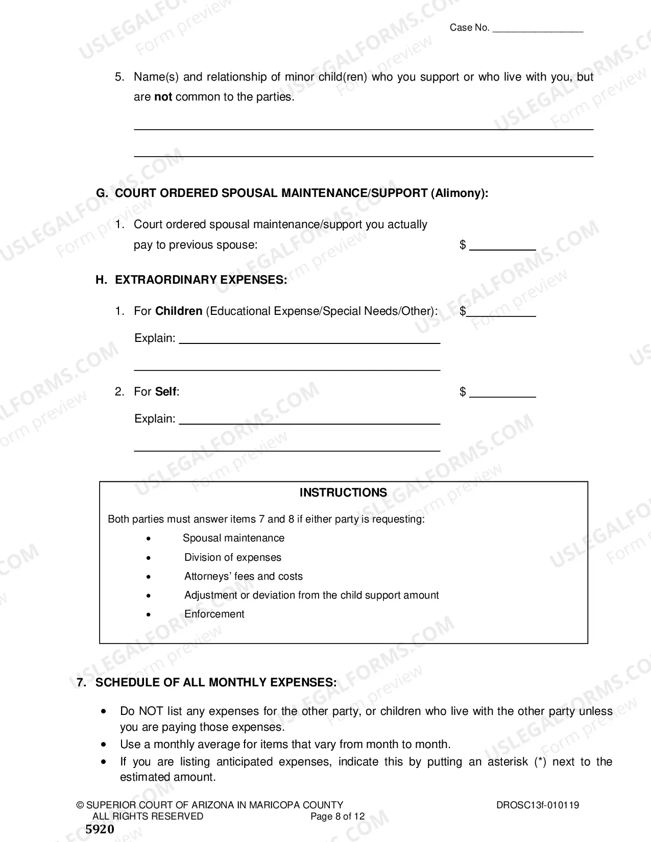 Preview Affidavit Of Financial Information