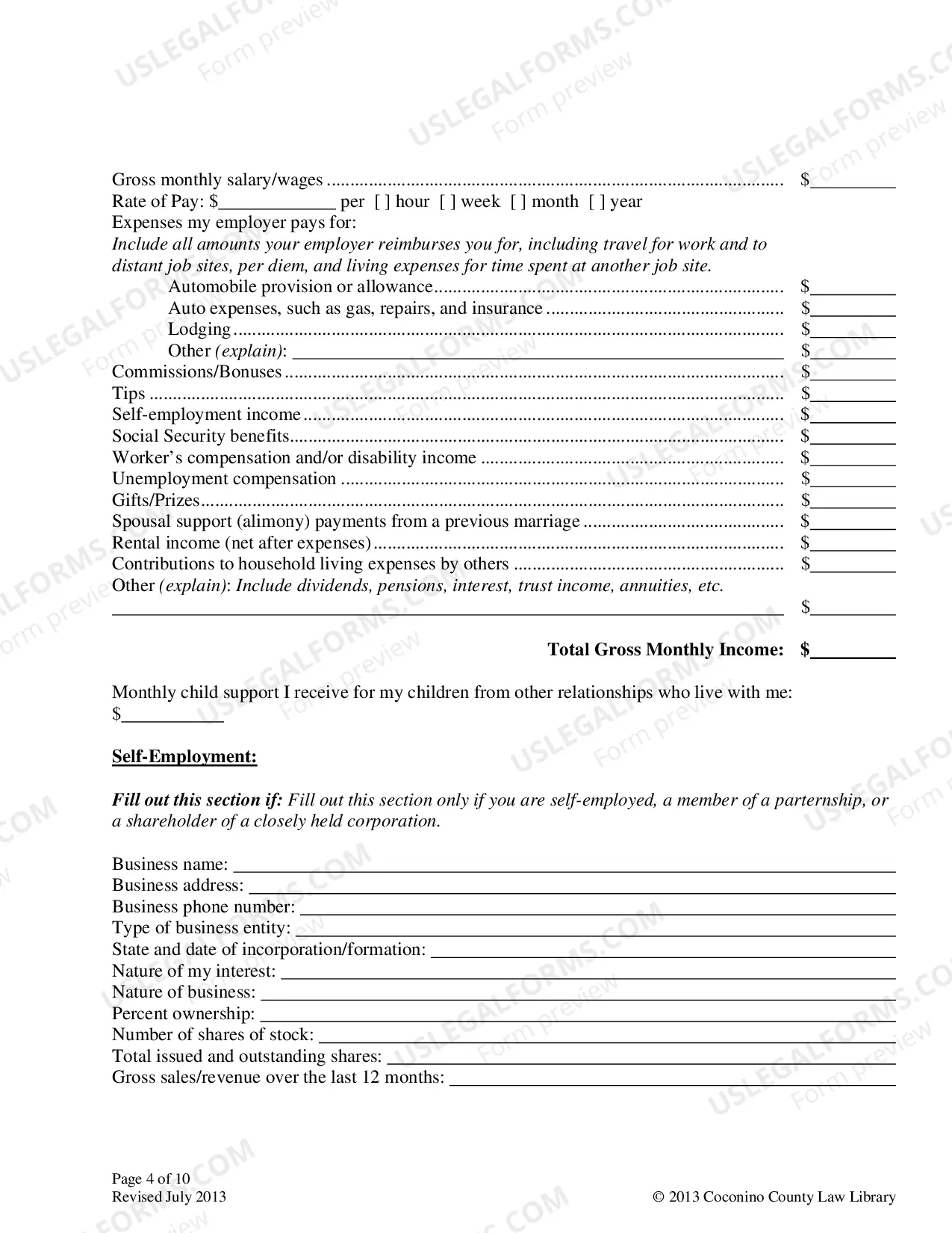 Preview Affidavit of Financial Information