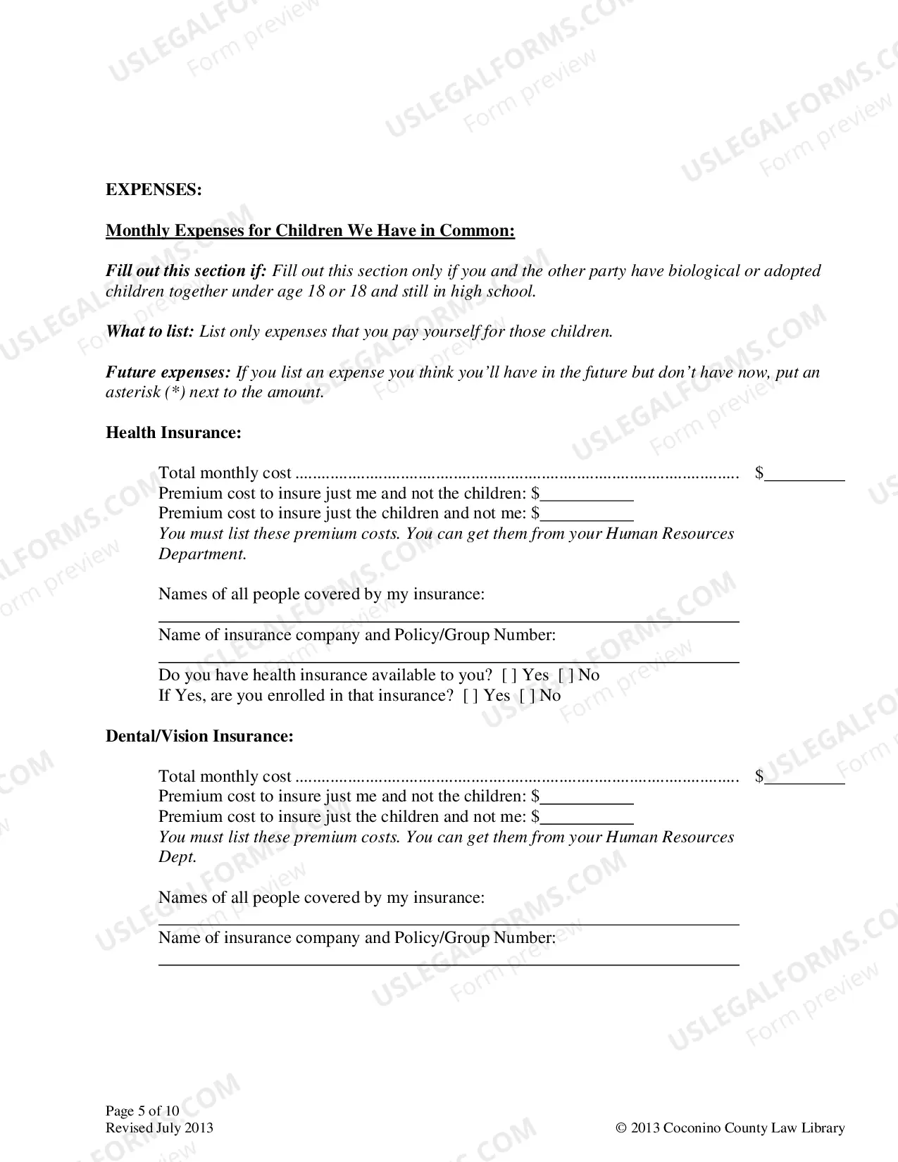 Preview Affidavit of Financial Information