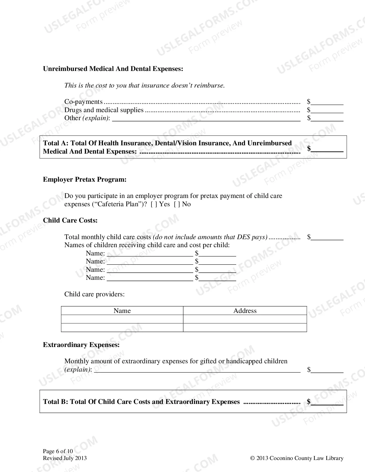 Preview Affidavit of Financial Information
