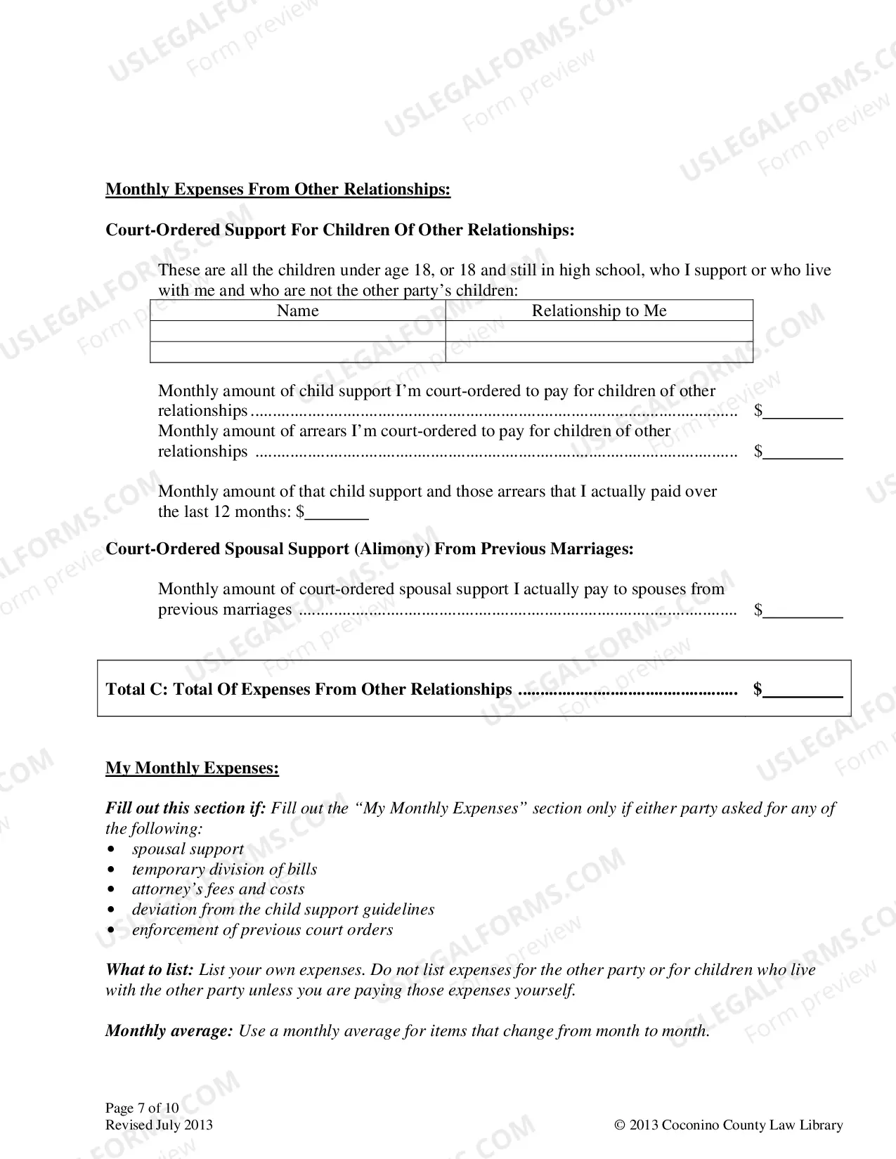 Preview Affidavit of Financial Information
