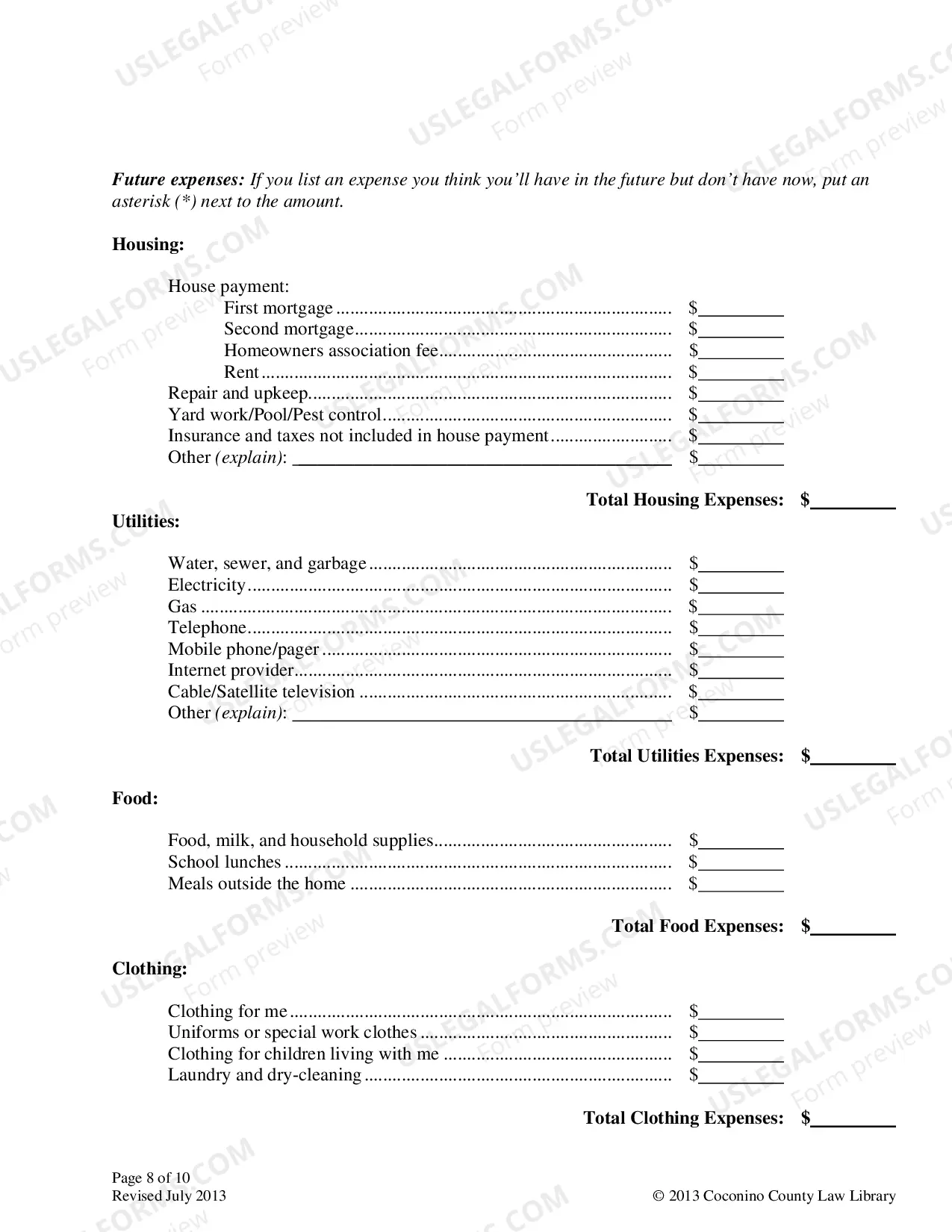 Preview Affidavit of Financial Information