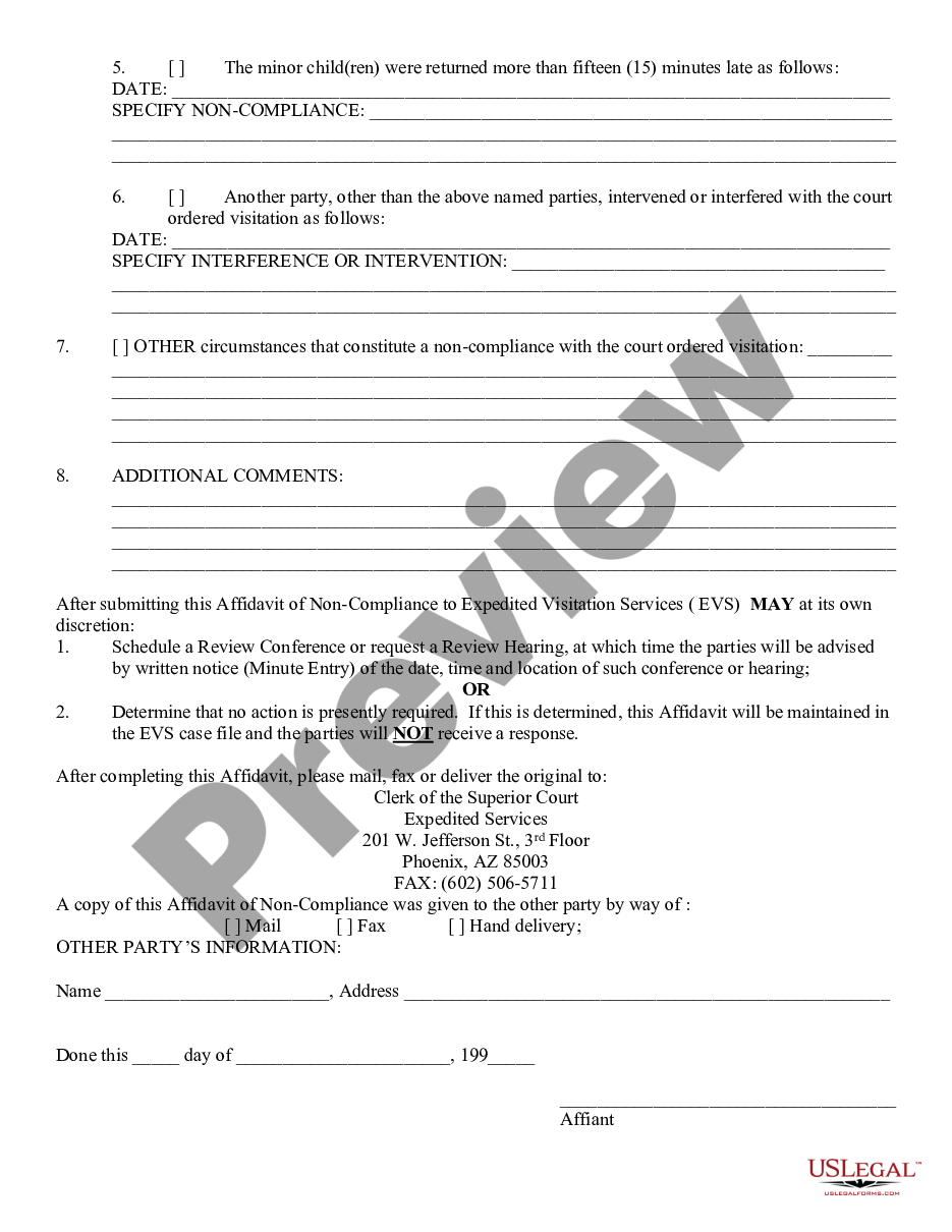 page 1 Affidavit of Noncompliance preview