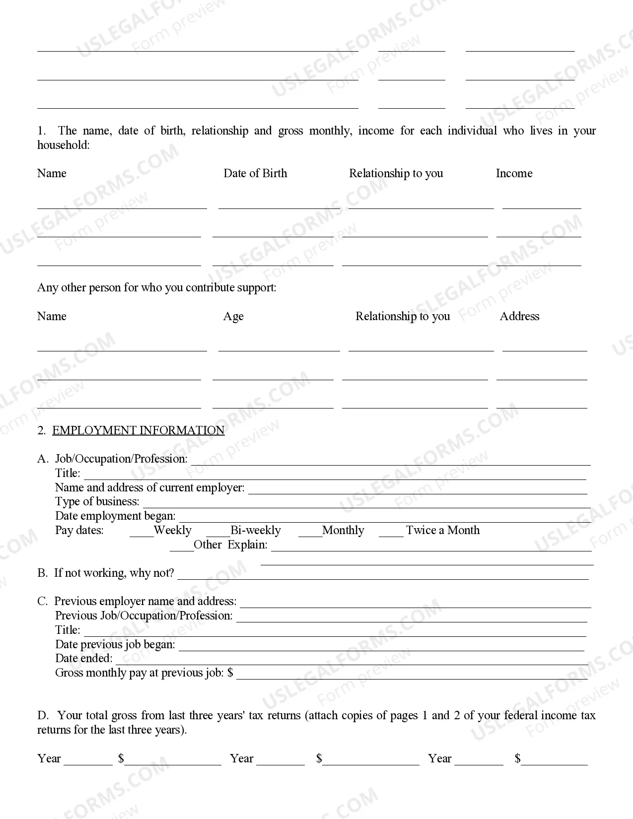 Preview Affidavit of Financial Information