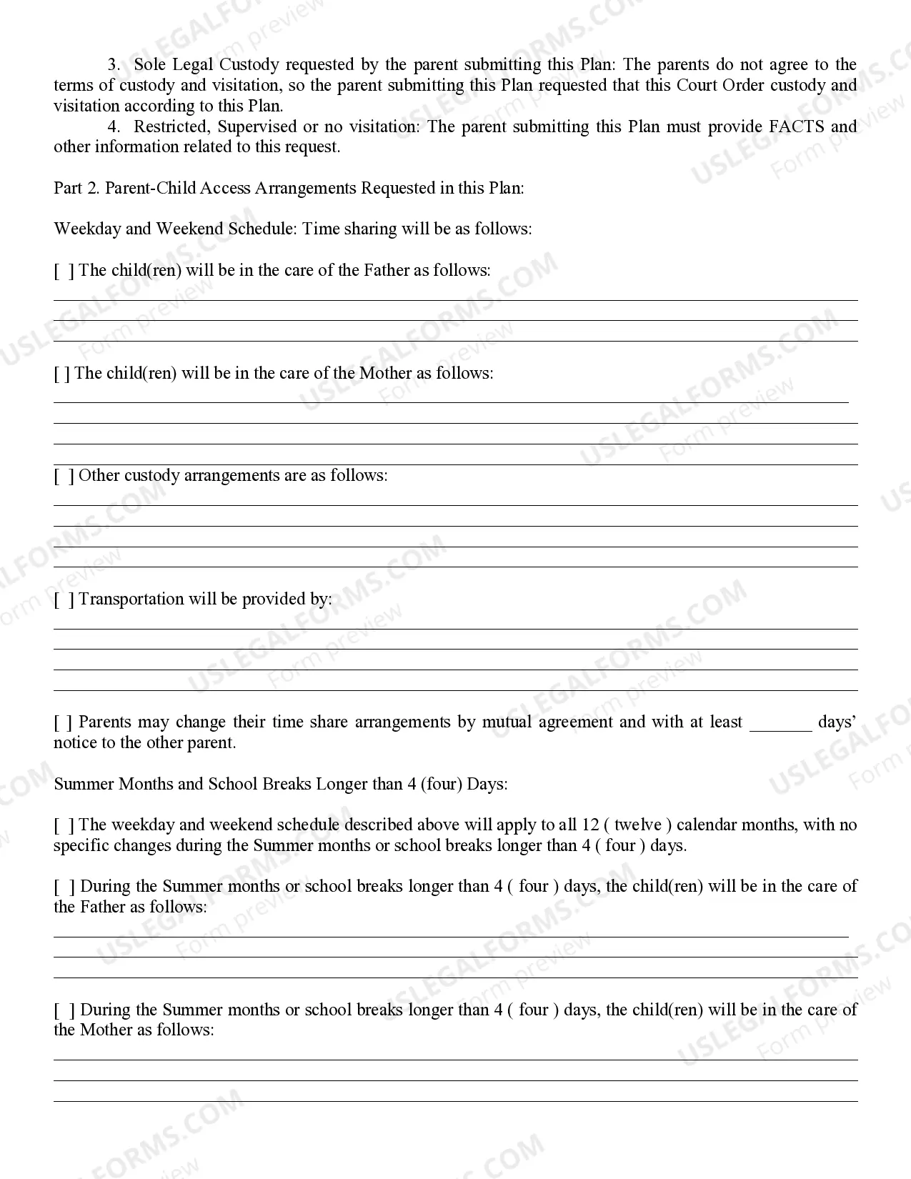 Preview Parenting Plan