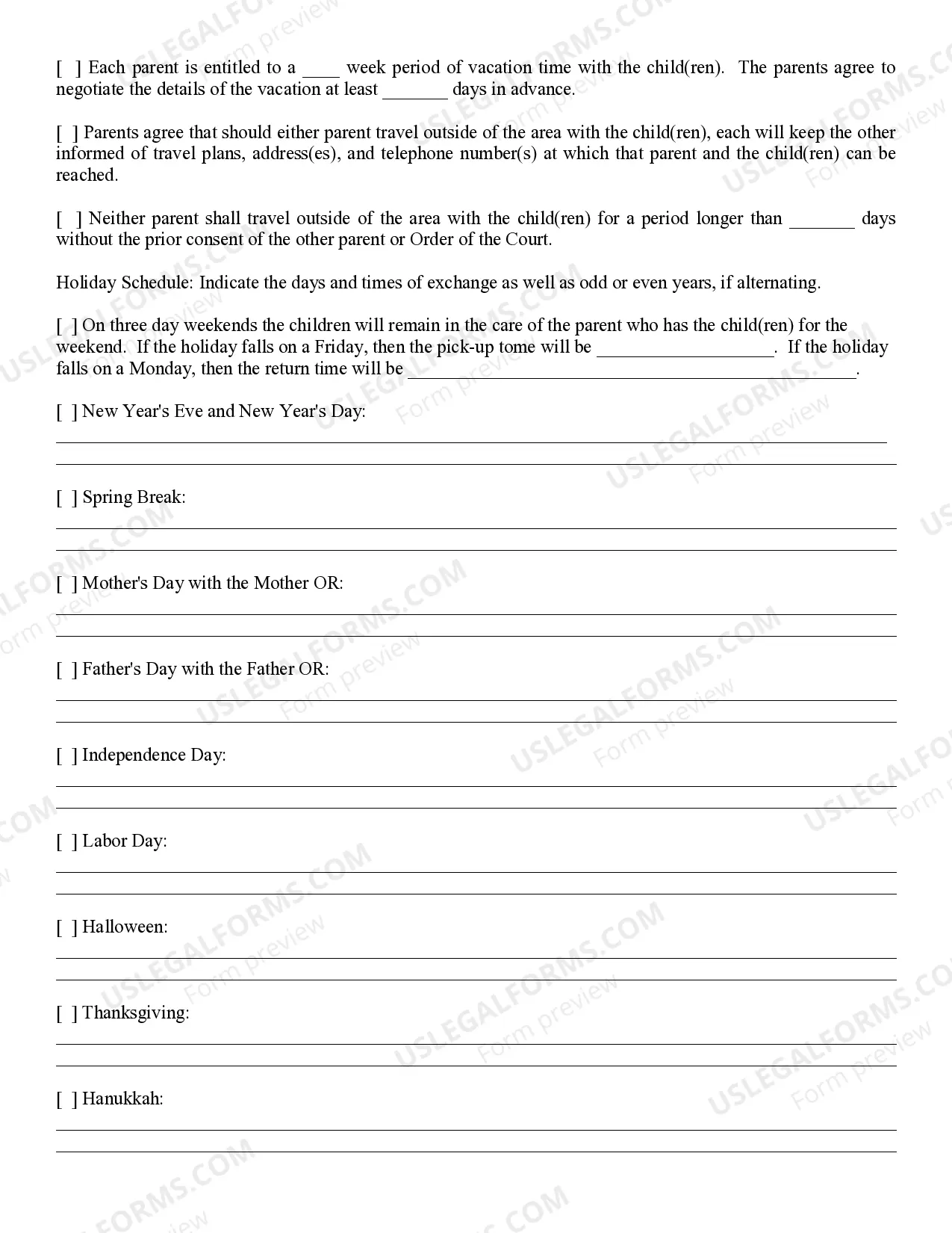 Preview Parenting Plan