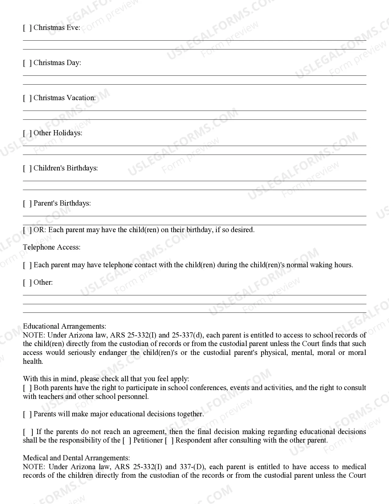 Preview Parenting Plan