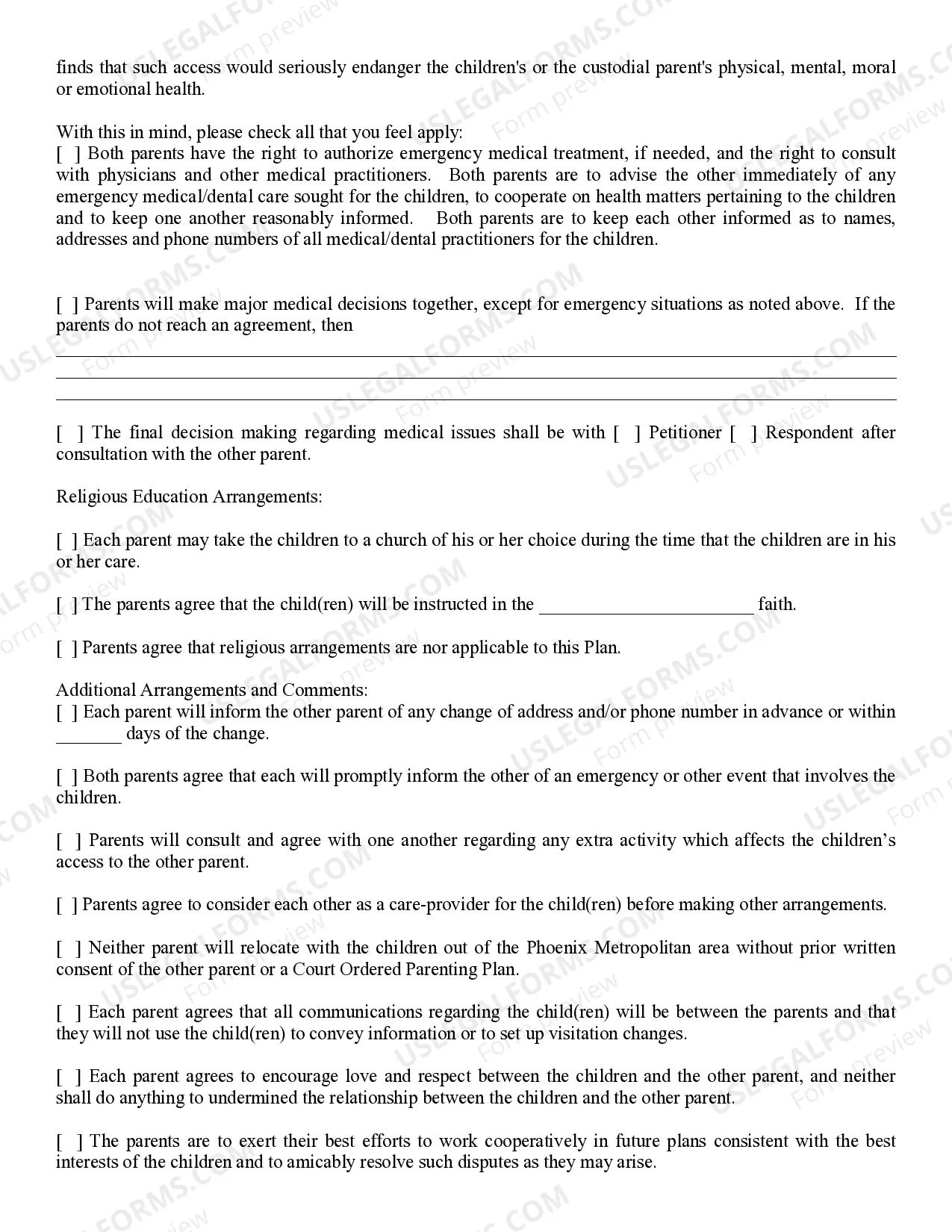 Preview Parenting Plan