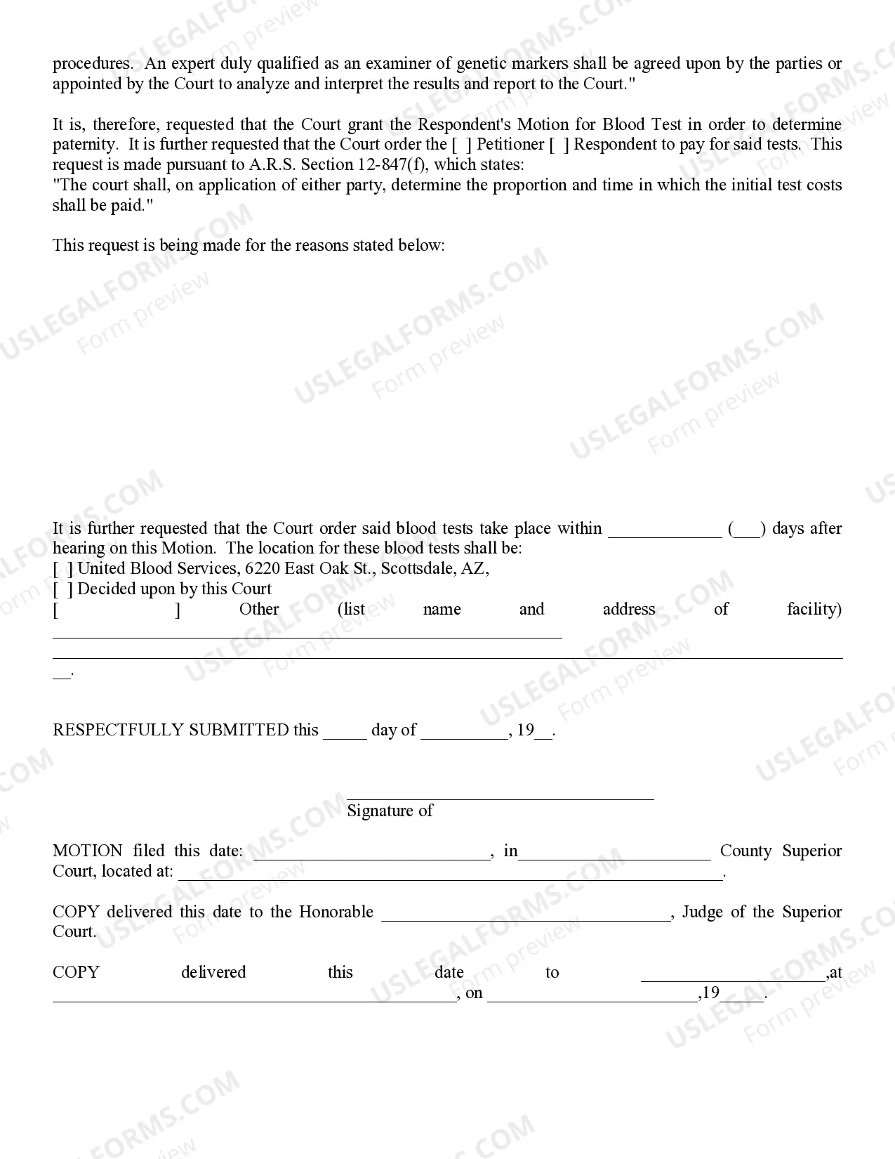 Preview Motion for Blood Test
