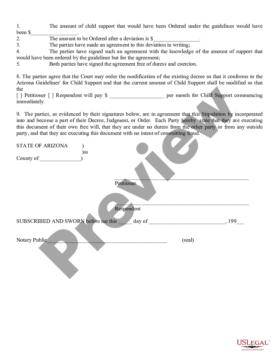 page 1 Stipulation for Order to Modify Child Support preview