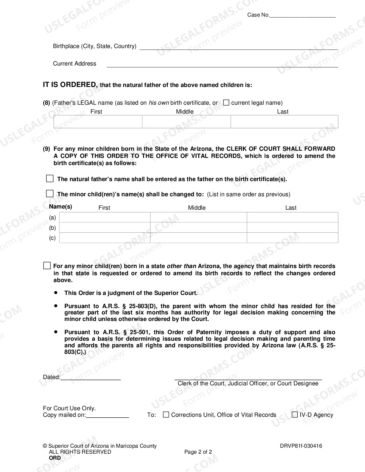 Preview Order Of Voluntary Paternity