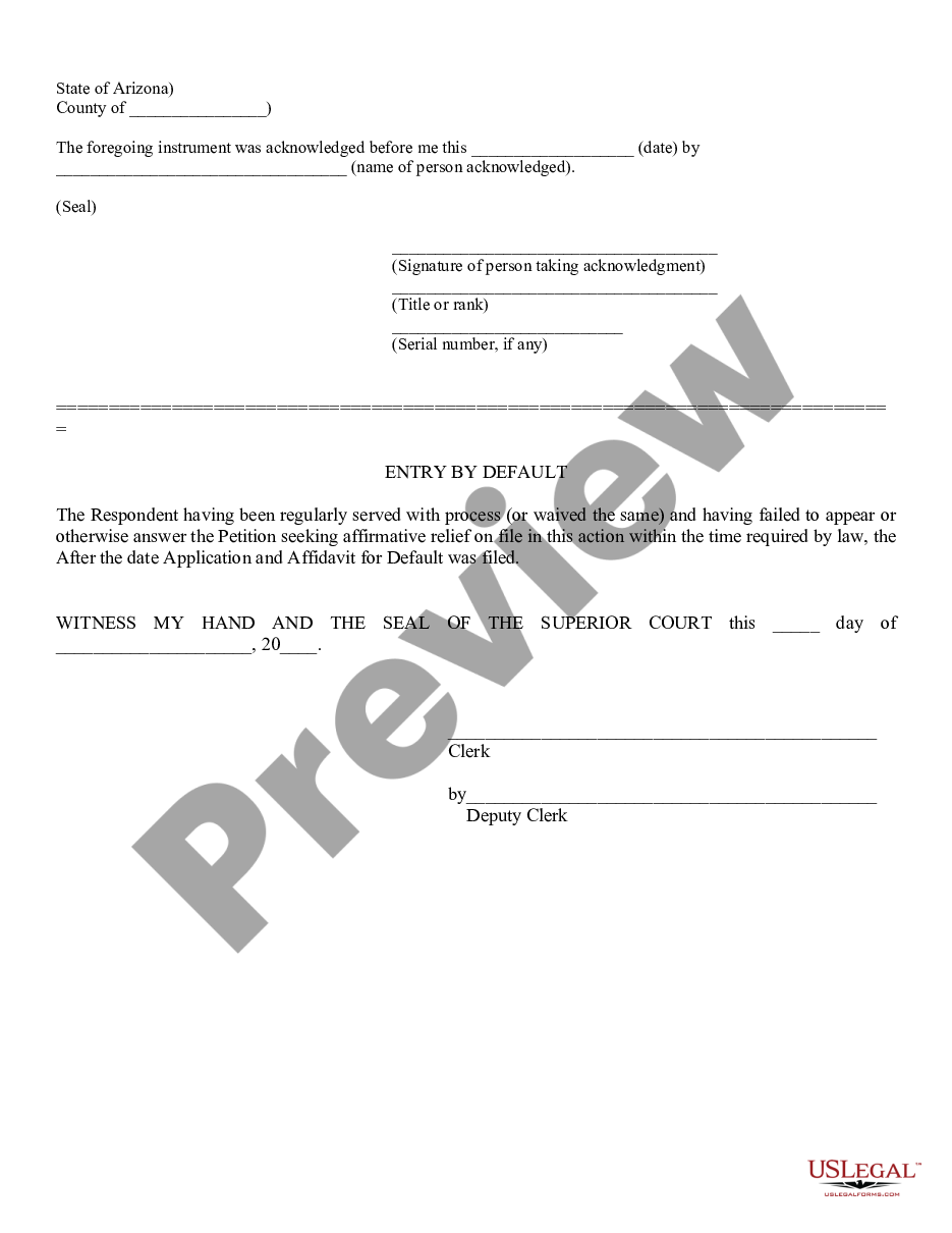 page 1 Application, Affidavit, and Entry of Default preview