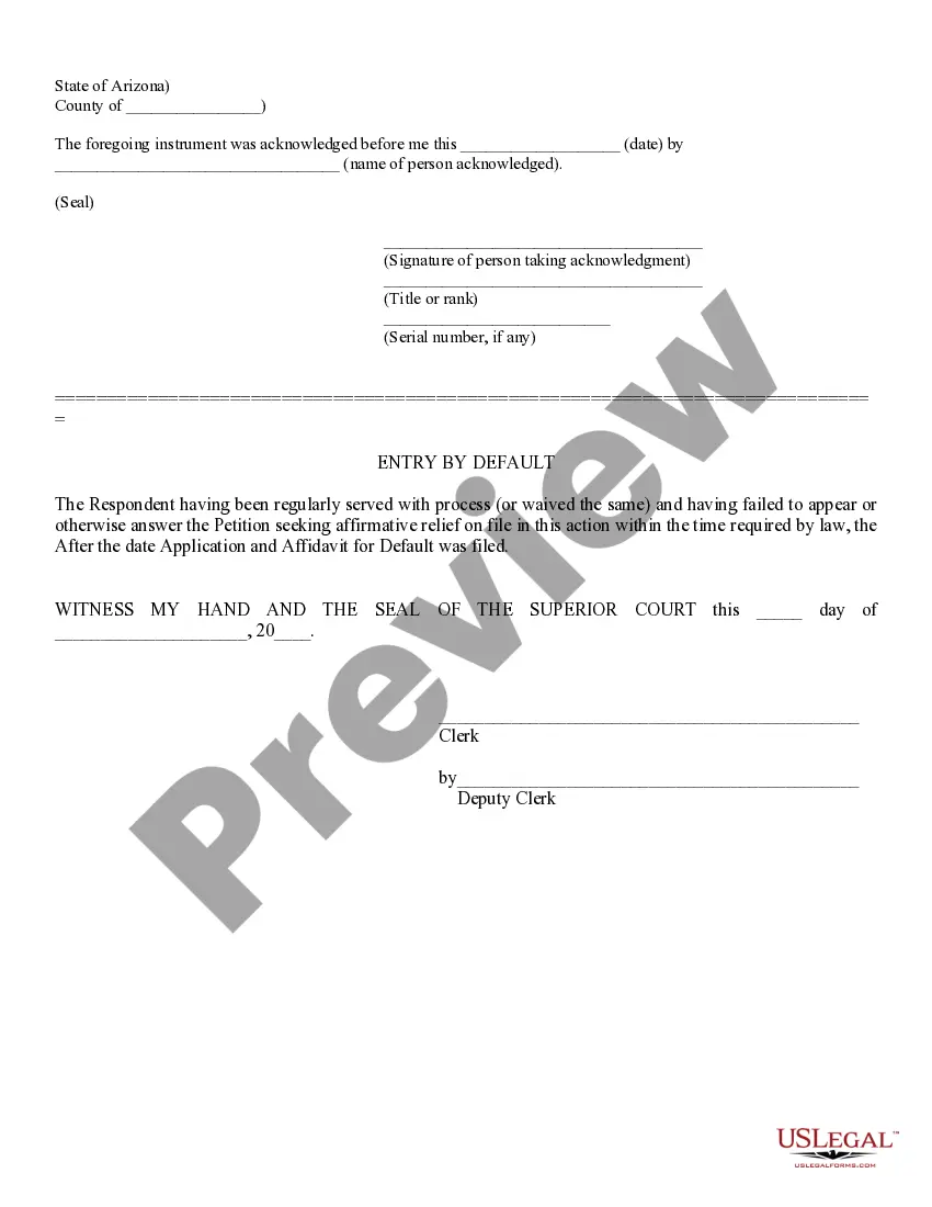 Preview Application, Affidavit, and Entry of Default
