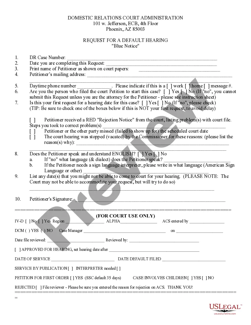 Preview Application, Affidavit, and Entry of Default