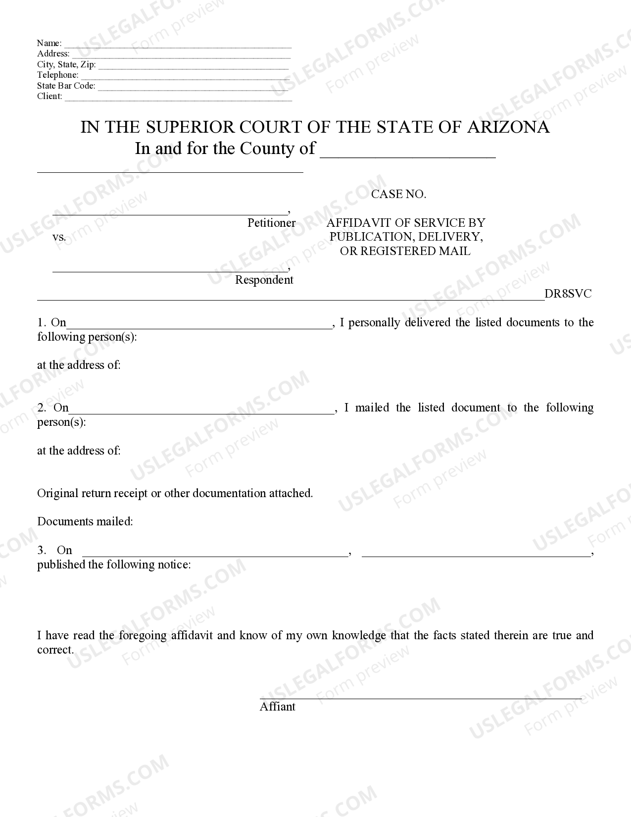 Arizona General Affidavit - Arizona Affidavit | US Legal Forms