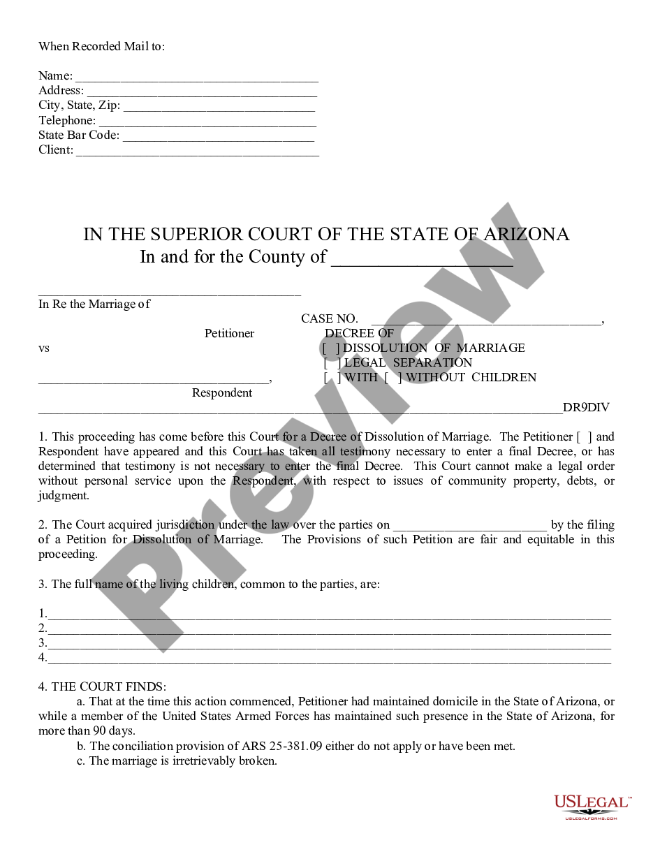 page 0 Decree of Dissolution or Legal Separation preview
