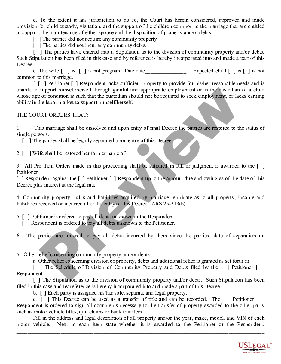 page 1 Decree of Dissolution or Legal Separation preview
