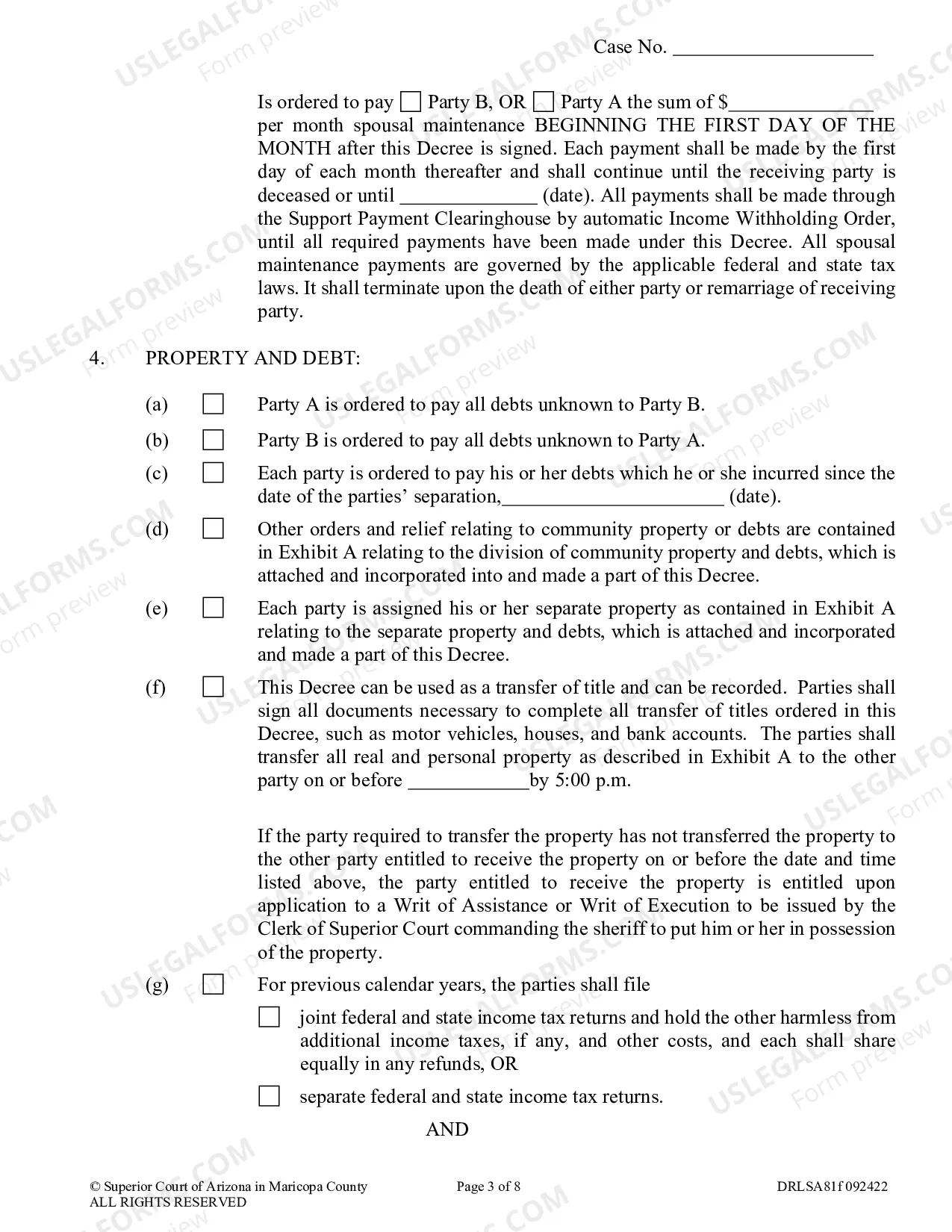 Preview Decree Of Legal Separation (Without Children)