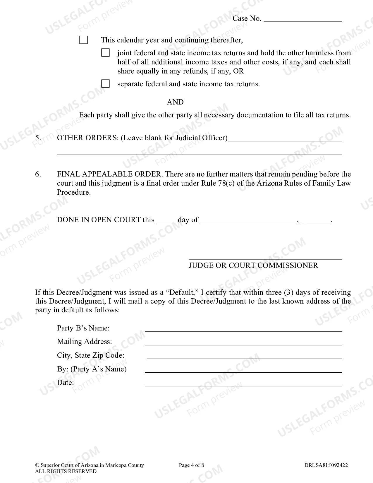 Preview Decree Of Legal Separation (Without Children)
