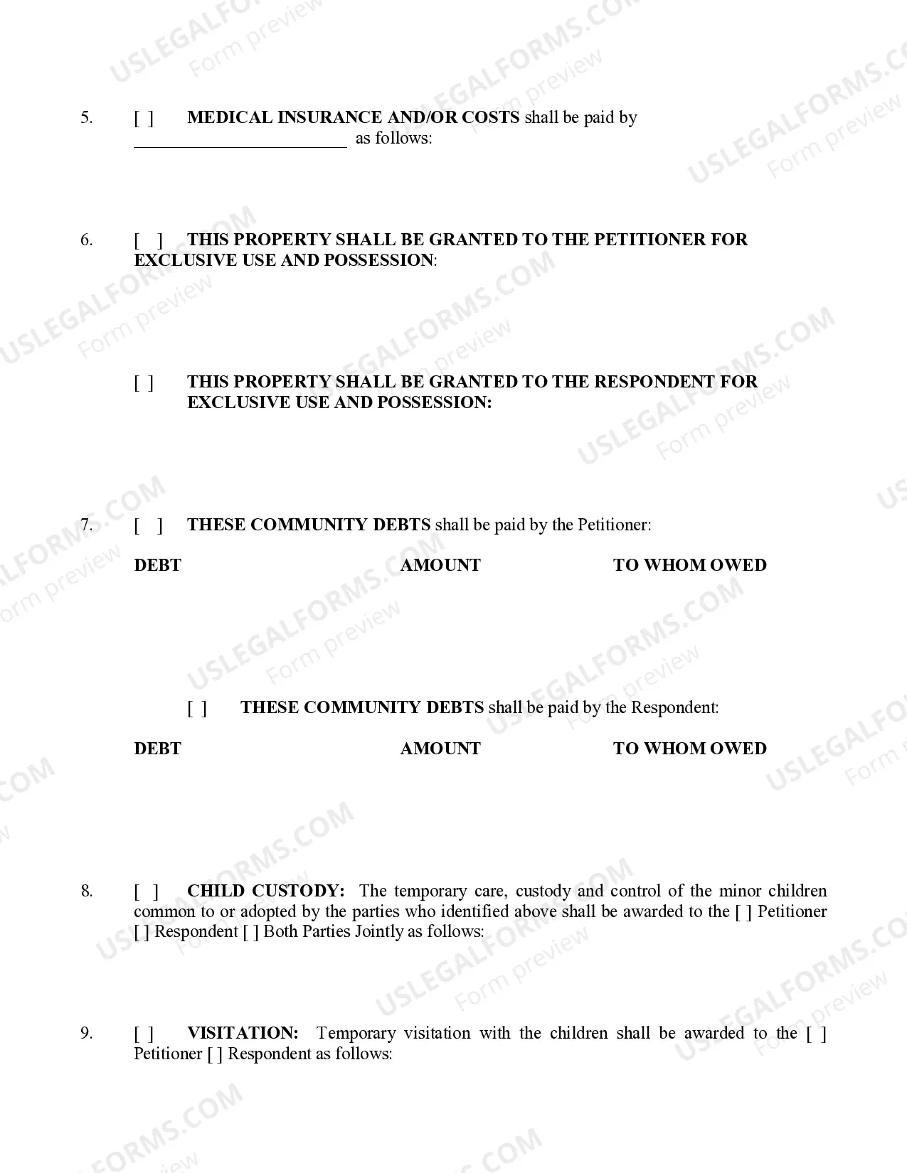 Preview Temporary Orders