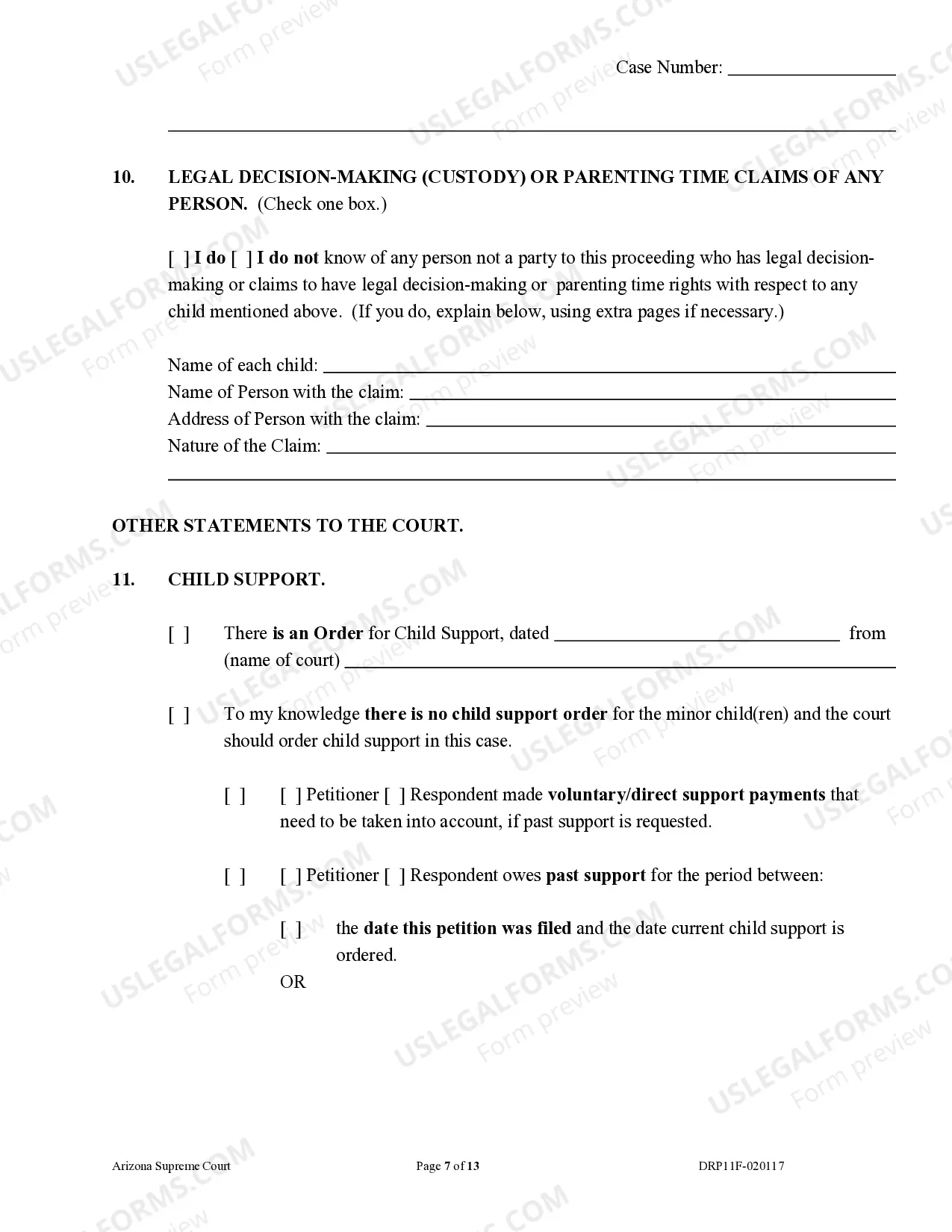Preview Petition for Court Order for Paternity