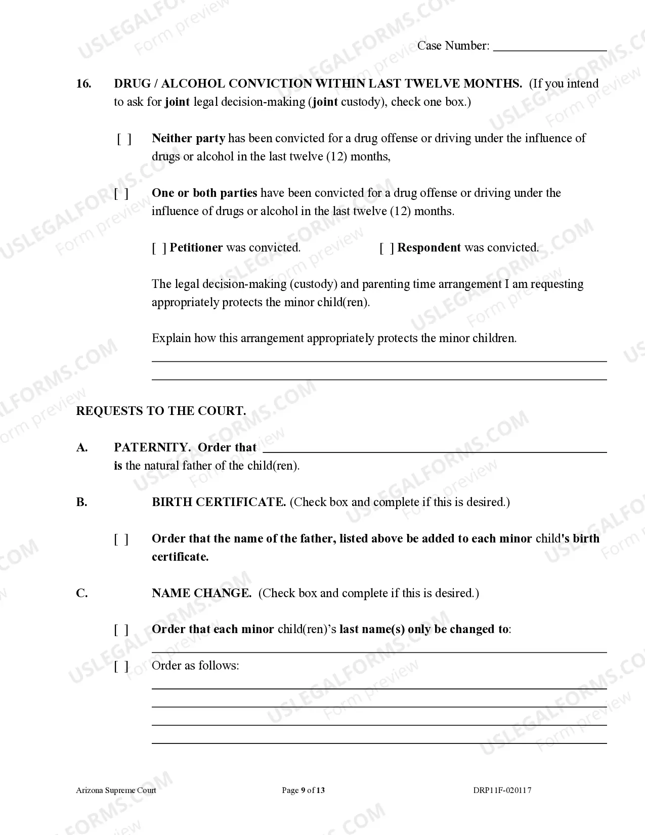 Preview Petition for Court Order for Paternity