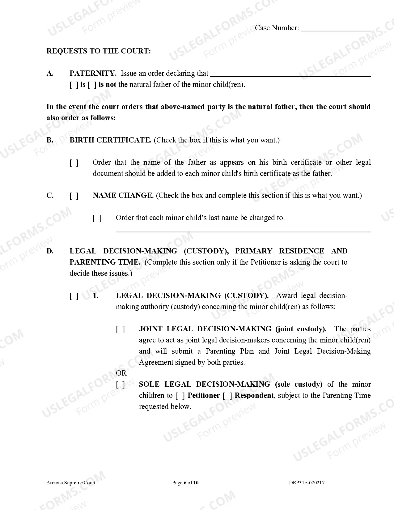 Preview Response to Petition for Court Order for Paternity