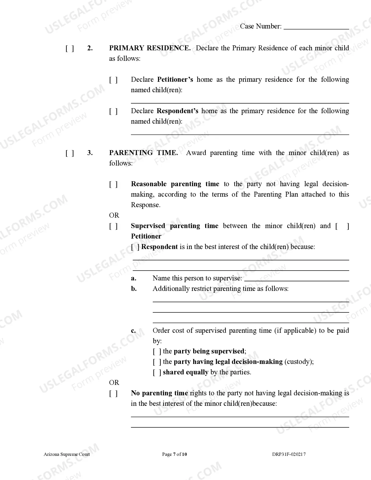 Preview Response to Petition for Court Order for Paternity