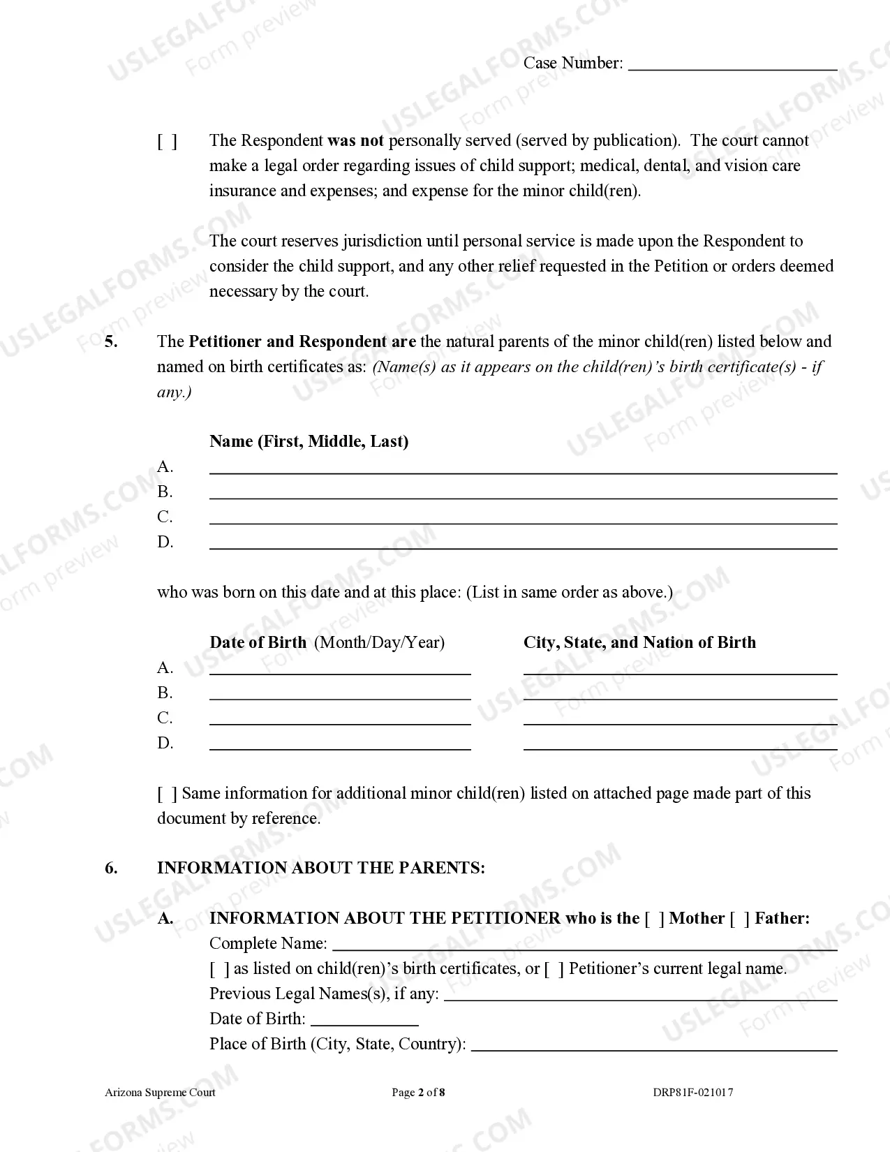 Preview Judgment and Order for Paternity
