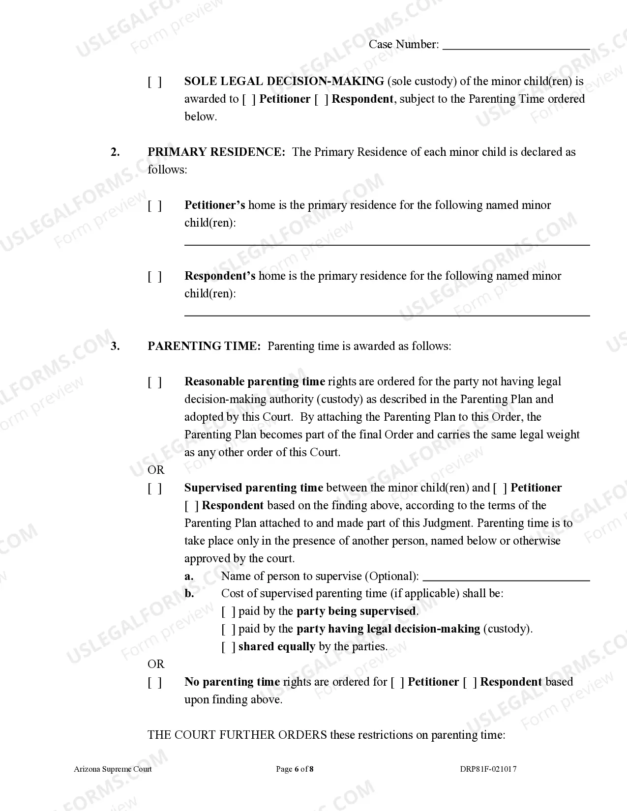 Preview Judgment and Order for Paternity