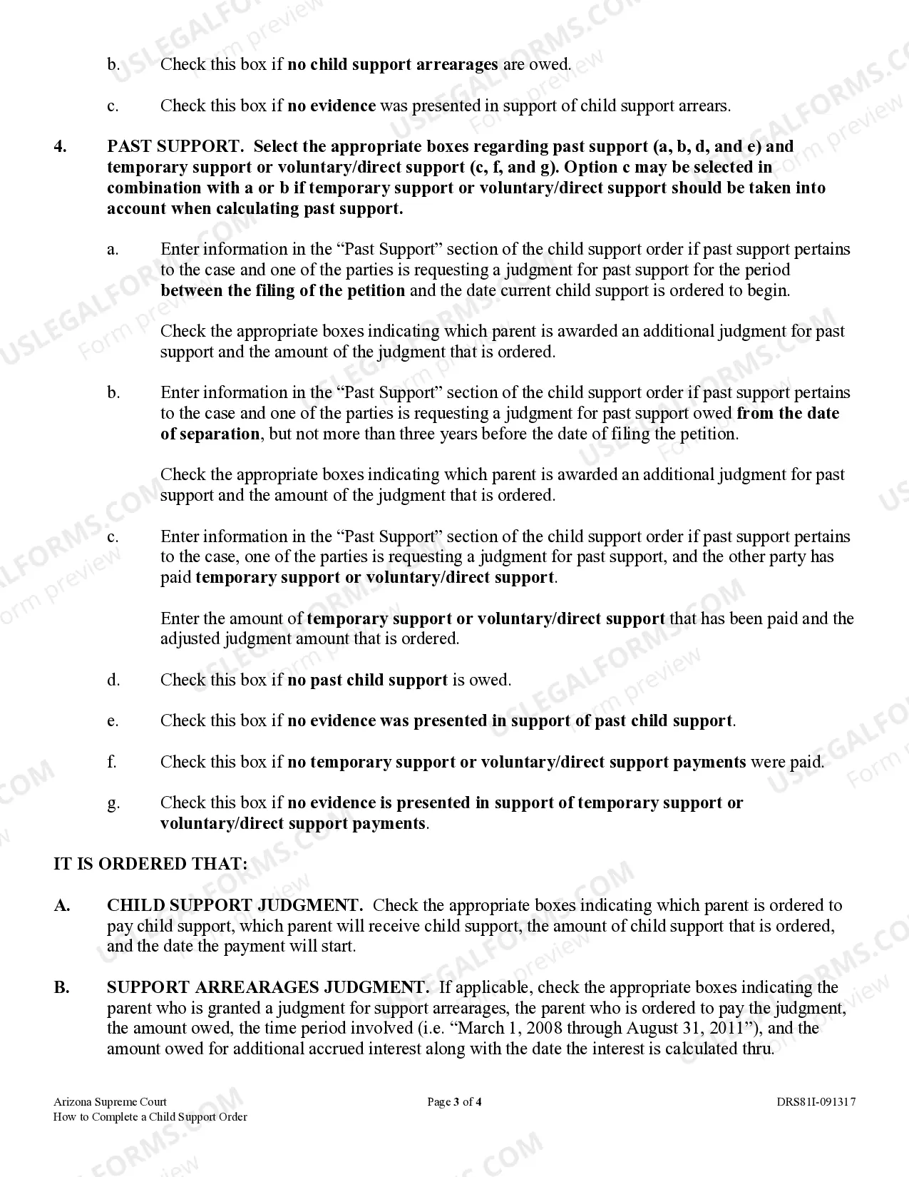 Preview Instructions - How to Complete a Child Support Order