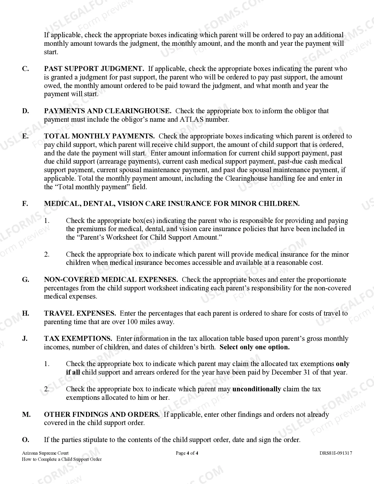 Preview Instructions - How to Complete a Child Support Order