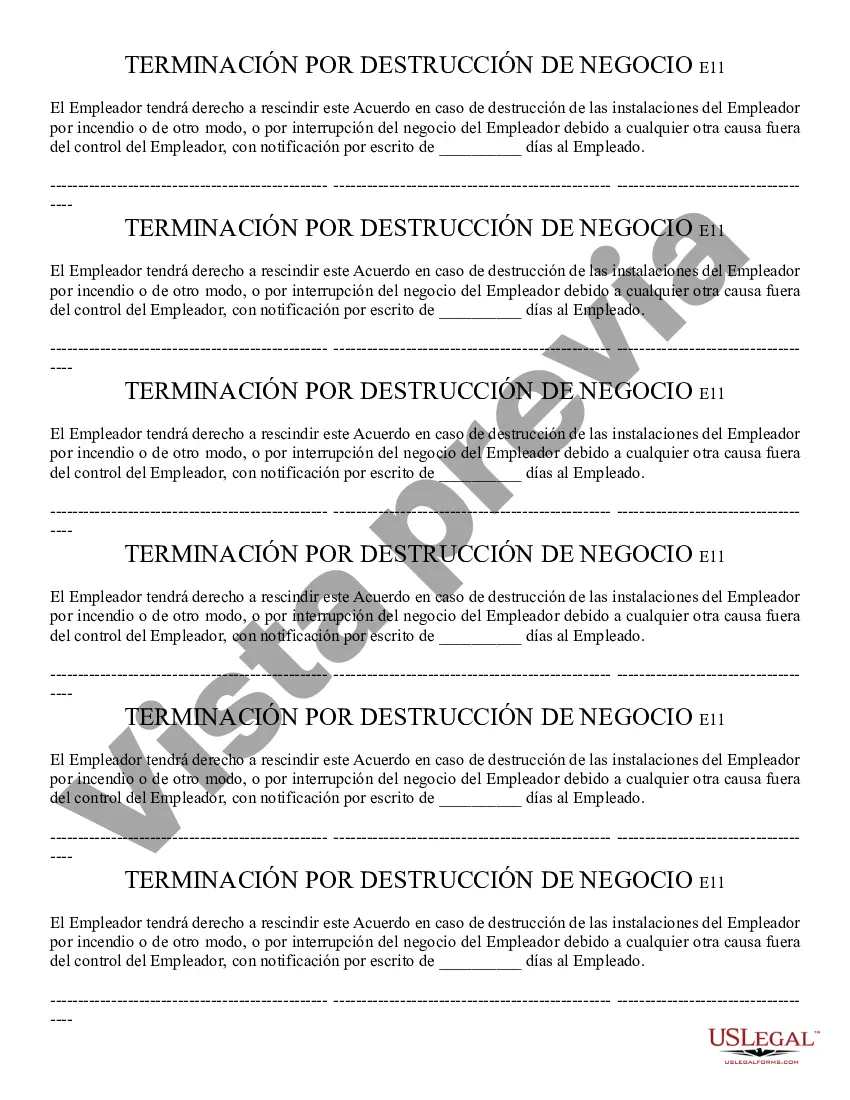 Preview Terminación debido a la destrucción del negocio