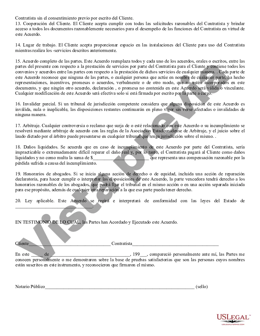 Preview Acuerdo de contratista independiente para trabajadores por cuenta propia