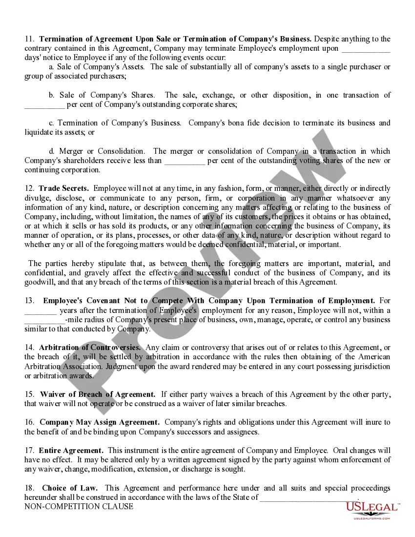 Preview Nondisclosure Agreement for Employee