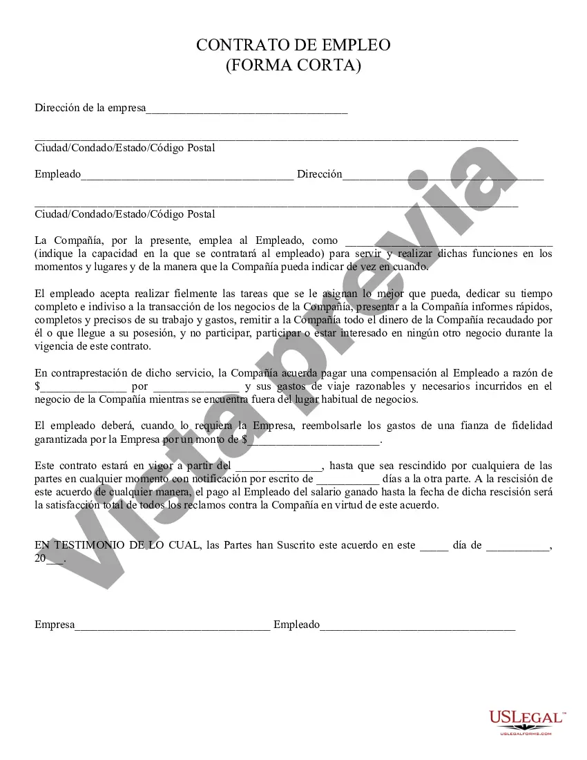 Preview Contrato de Trabajo, Corto