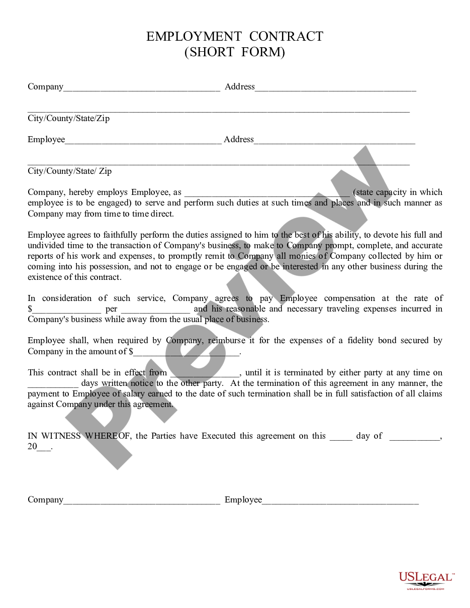 form Employment Contract, Short preview