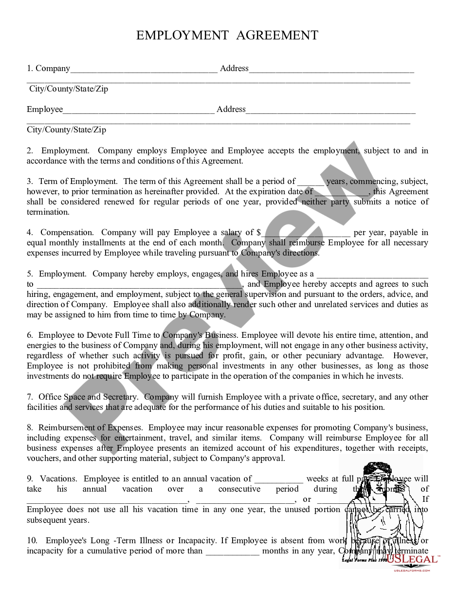 form Employment Agreement Arizona preview