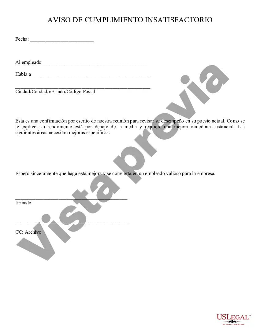 Preview Rendimiento insatisfactorio