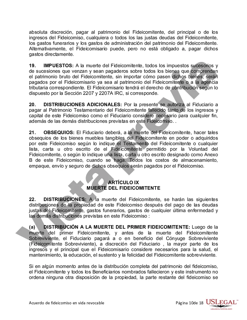 Preview Fideicomiso en vida para esposo y esposa sin hijos