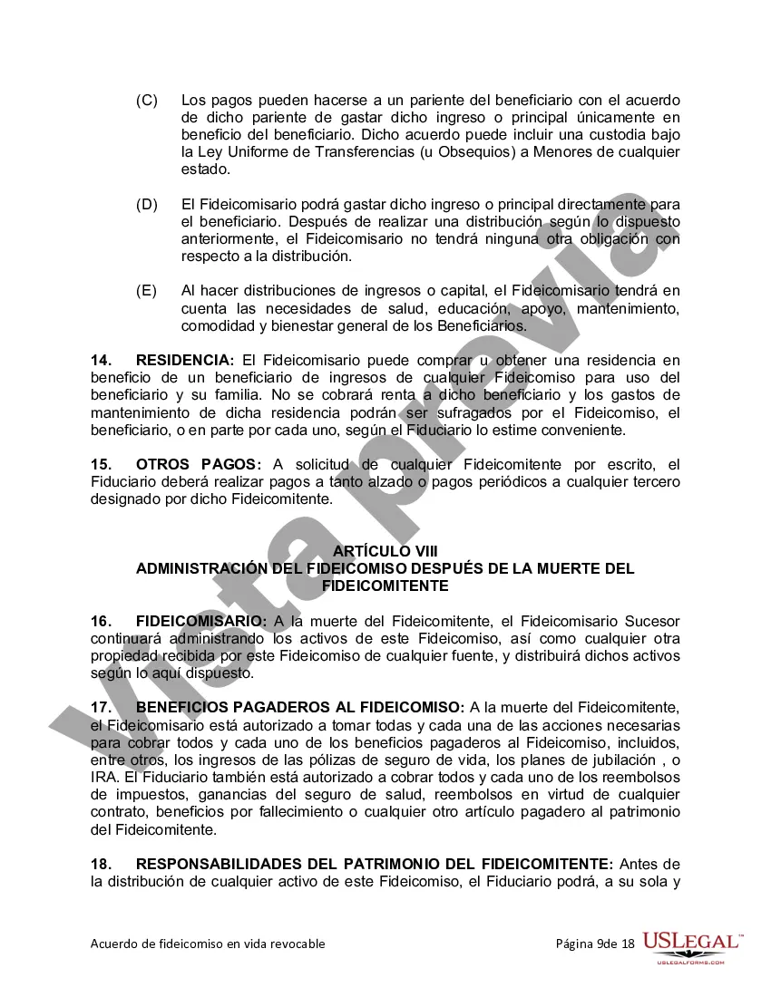 Preview Fideicomiso en vida para esposo y esposa sin hijos