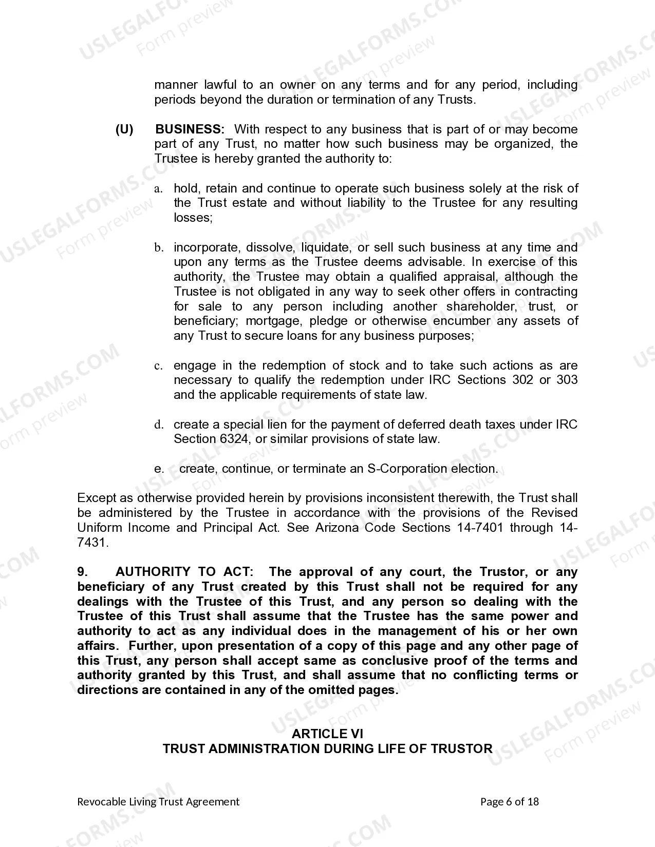 Preview Revocable Living Trust for Husband and Wife with No Children