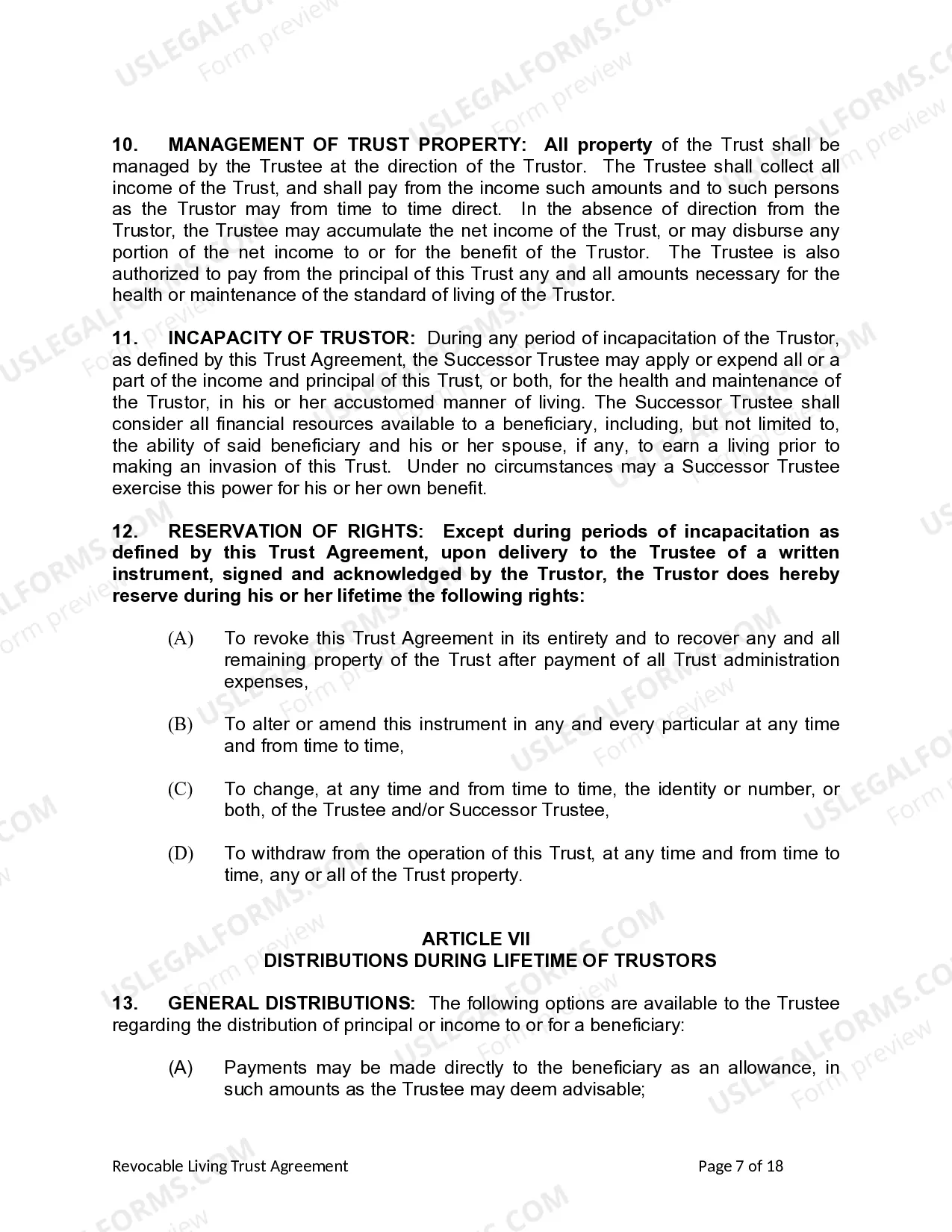 Preview Revocable Living Trust for Husband and Wife with No Children