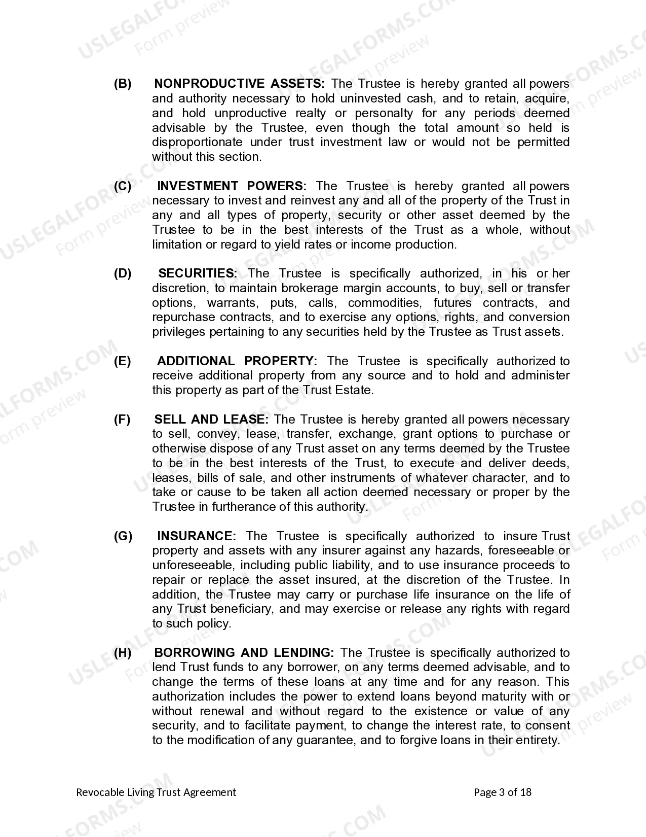 Preview Living Trust for Individual as Single, Divorced or Widow or Widower with No Children