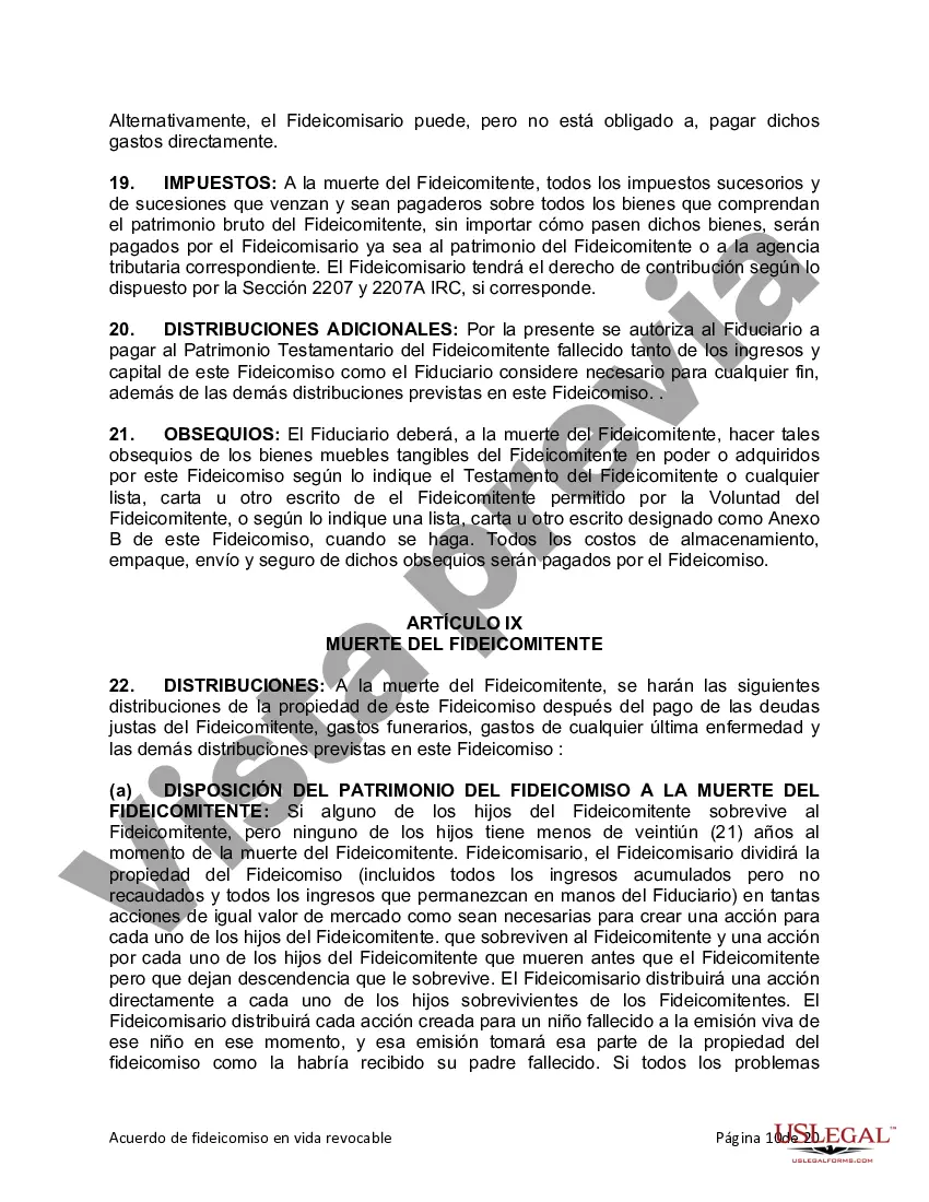 Preview Fideicomiso en vida para persona soltera, divorciada o viuda o viuda con hijos