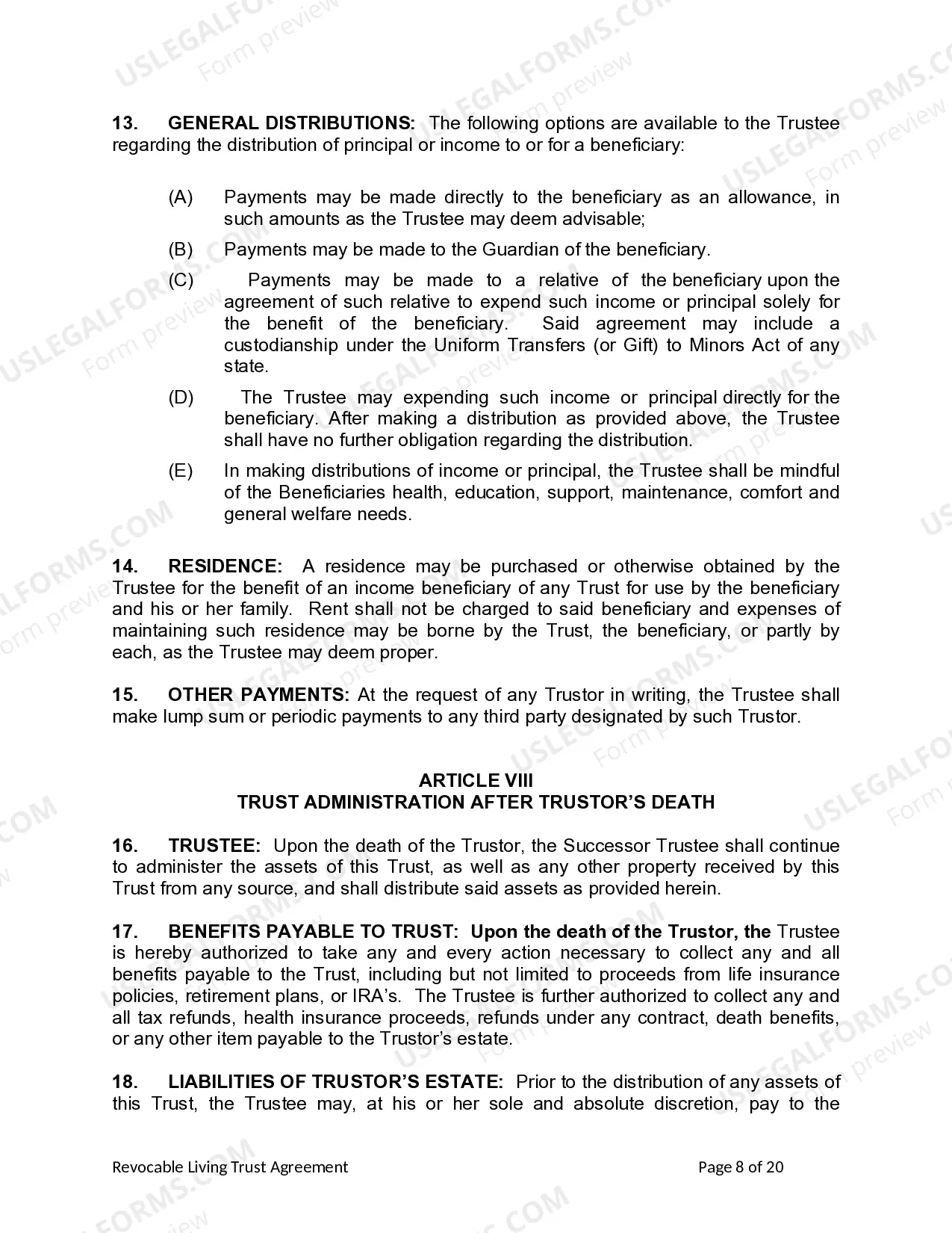 Preview Living Trust for individual, Who is Single, Divorced or Widow or Widower with Children