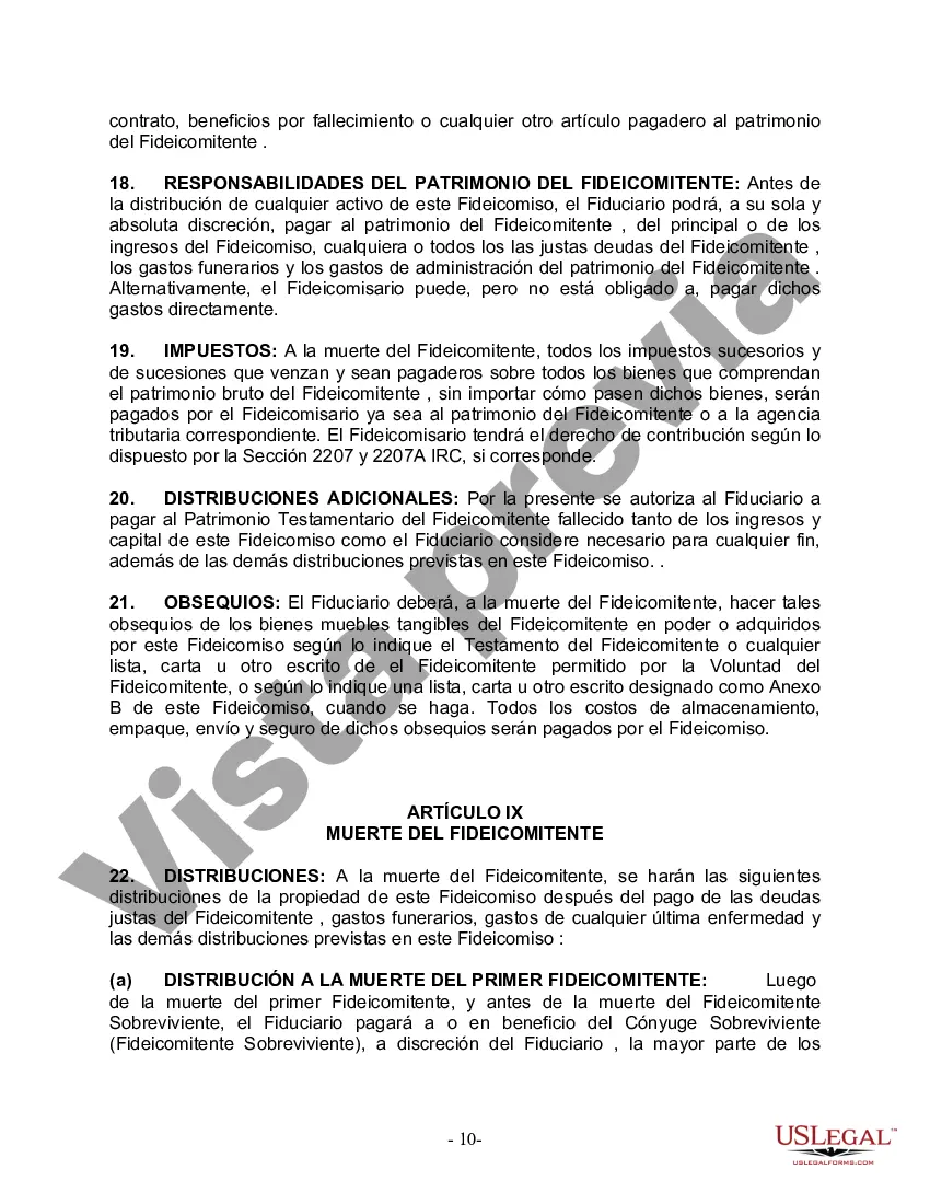 Preview Fideicomiso en vida para esposo y esposa con un hijo