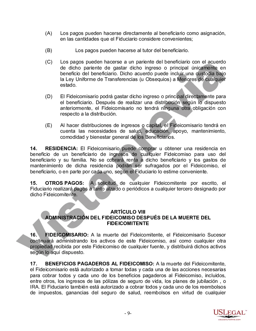 Preview Fideicomiso en vida para esposo y esposa con un hijo